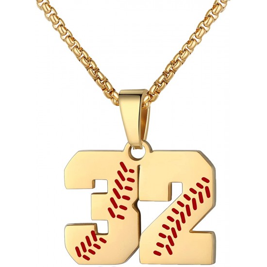 Baseball Number Necklace for Boy Athletes Jersey Number Necklace Stainless Steel Chain Baseball Charm Pendant Personalized Baseball Gift for Men