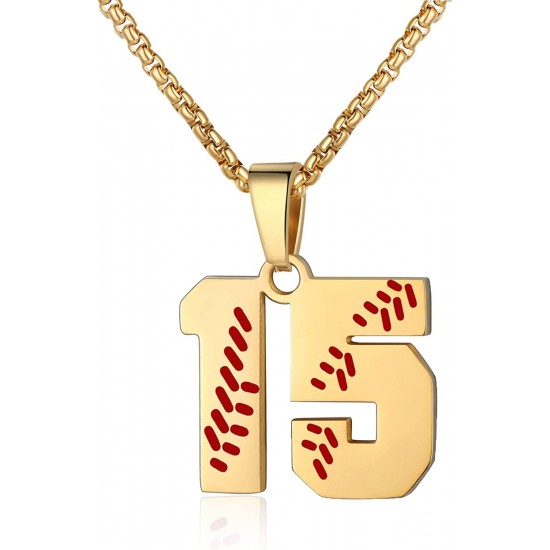 Baseball Number Necklace for Boy Athletes Jersey Number Necklace Stainless Steel Chain Baseball Charm Pendant Personalized Baseball Gift for Men