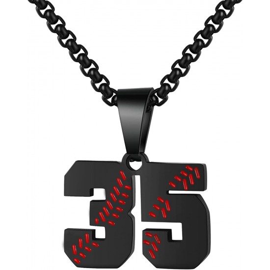 Baseball Number Necklace for Boy Athletes Jersey Number Necklace Stainless Steel Chain Baseball Charm Pendant Personalized Baseball Gift for Men