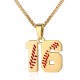 Baseball Number Necklace for Boy Athletes Jersey Number Necklace Stainless Steel Chain Baseball Charm Pendant Personalized Baseball Gift for Men