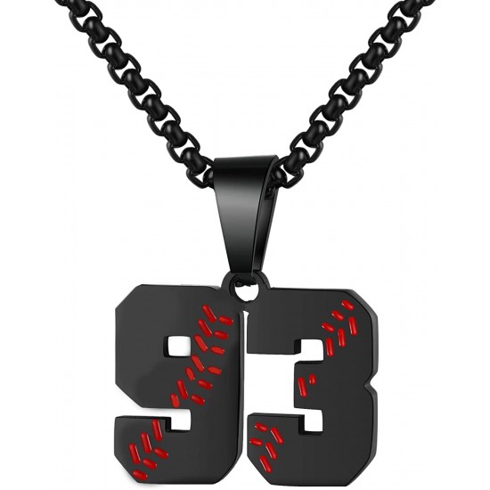 Baseball Number Necklace for Boy Athletes Jersey Number Necklace Stainless Steel Chain Baseball Charm Pendant Personalized Baseball Gift for Men