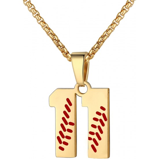 Baseball Number Necklace for Boy Athletes Jersey Number Necklace Stainless Steel Chain Baseball Charm Pendant Personalized Baseball Gift for Men