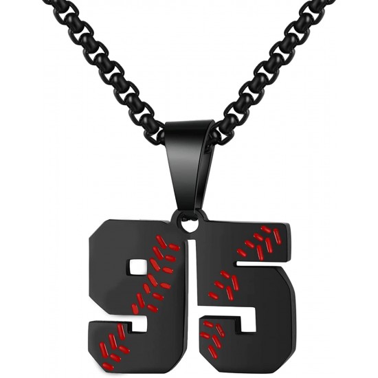 Baseball Number Necklace for Boy Athletes Jersey Number Necklace Stainless Steel Chain Baseball Charm Pendant Personalized Baseball Gift for Men