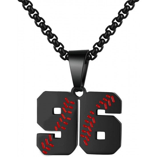 Baseball Number Necklace for Boy Athletes Jersey Number Necklace Stainless Steel Chain Baseball Charm Pendant Personalized Baseball Gift for Men