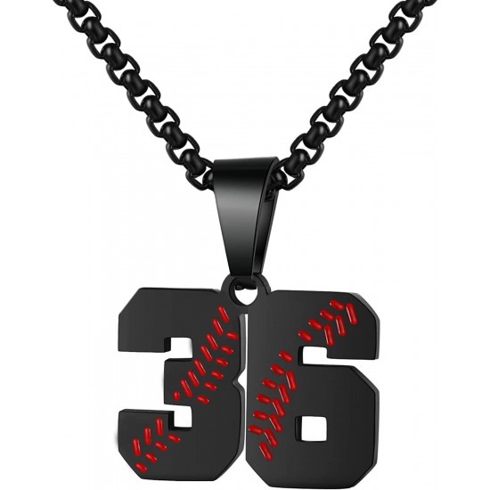 Baseball Number Necklace for Boy Athletes Jersey Number Necklace Stainless Steel Chain Baseball Charm Pendant Personalized Baseball Gift for Men