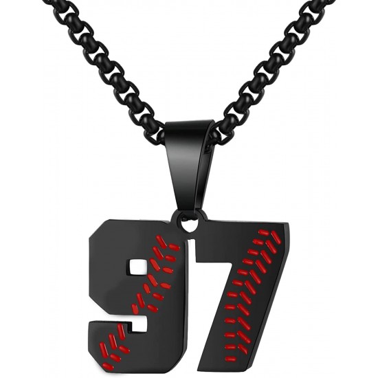 Baseball Number Necklace for Boy Athletes Jersey Number Necklace Stainless Steel Chain Baseball Charm Pendant Personalized Baseball Gift for Men