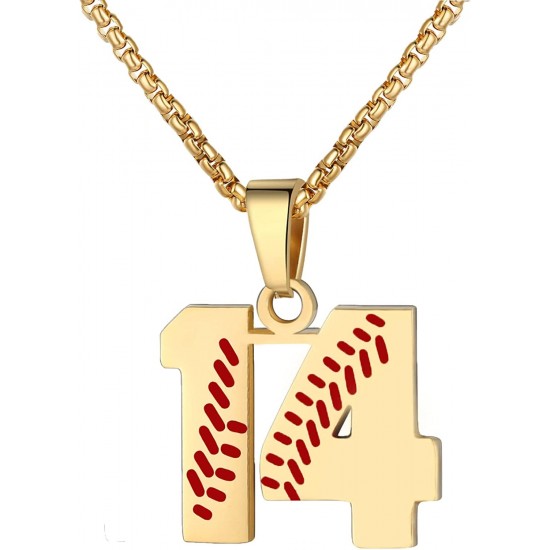 Baseball Number Necklace for Boy Athletes Jersey Number Necklace Stainless Steel Chain Baseball Charm Pendant Personalized Baseball Gift for Men