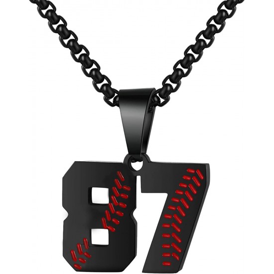 Baseball Number Necklace for Boy Athletes Jersey Number Necklace Stainless Steel Chain Baseball Charm Pendant Personalized Baseball Gift for Men