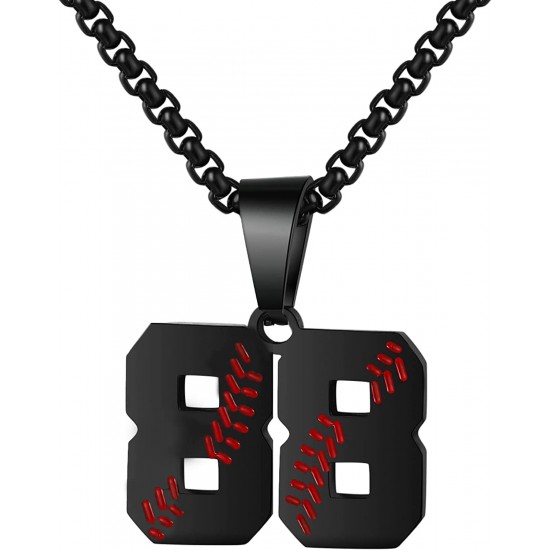 Baseball Number Necklace for Boy Athletes Jersey Number Necklace Stainless Steel Chain Baseball Charm Pendant Personalized Baseball Gift for Men