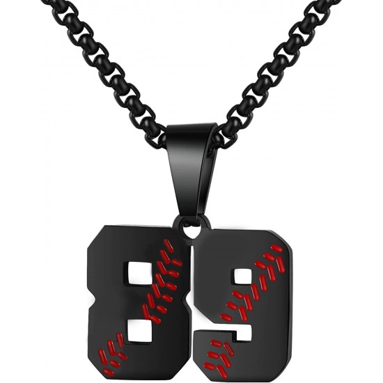 Baseball Number Necklace for Boy Athletes Jersey Number Necklace Stainless Steel Chain Baseball Charm Pendant Personalized Baseball Gift for Men