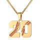 Baseball Number Necklace for Boy Athletes Jersey Number Necklace Stainless Steel Chain Baseball Charm Pendant Personalized Baseball Gift for Men