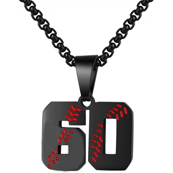 Baseball Number Necklace for Boy Athletes Jersey Number Necklace Stainless Steel Chain Baseball Charm Pendant Personalized Baseball Gift for Men