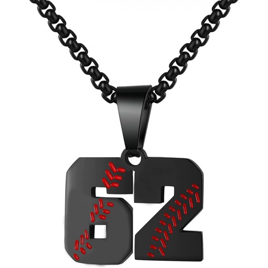 Baseball Number Necklace for Boy Athletes Jersey Number Necklace Stainless Steel Chain Baseball Charm Pendant Personalized Baseball Gift for Men