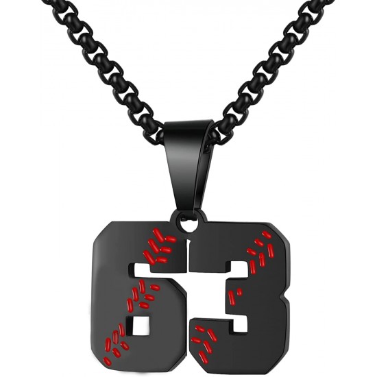 Baseball Number Necklace for Boy Athletes Jersey Number Necklace Stainless Steel Chain Baseball Charm Pendant Personalized Baseball Gift for Men