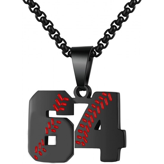 Baseball Number Necklace for Boy Athletes Jersey Number Necklace Stainless Steel Chain Baseball Charm Pendant Personalized Baseball Gift for Men