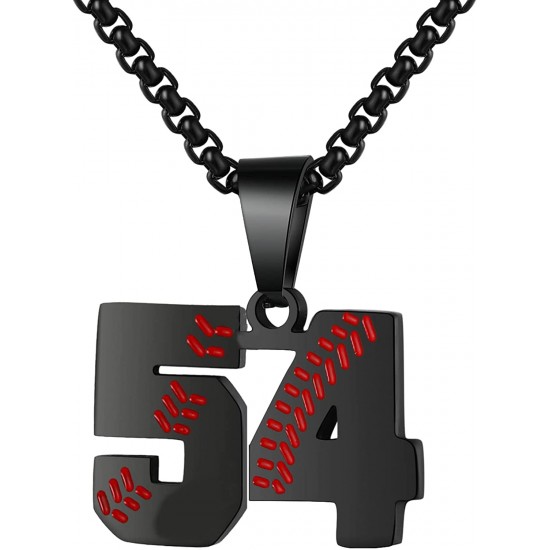 Baseball Number Necklace for Boy Athletes Jersey Number Necklace Stainless Steel Chain Baseball Charm Pendant Personalized Baseball Gift for Men