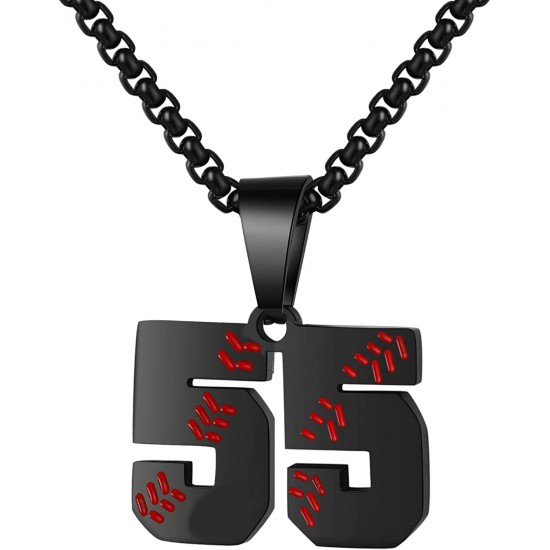 Baseball Number Necklace for Boy Athletes Jersey Number Necklace Stainless Steel Chain Baseball Charm Pendant Personalized Baseball Gift for Men