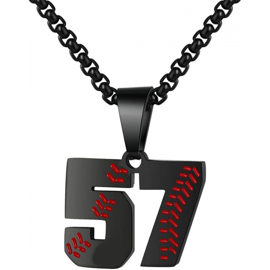 Baseball Number Necklace for Boy Athletes Jersey Number Necklace Stainless Steel Chain Baseball Charm Pendant Personalized Baseball Gift for Men