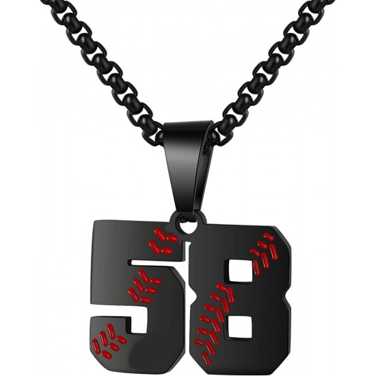 Baseball Number Necklace for Boy Athletes Jersey Number Necklace Stainless Steel Chain Baseball Charm Pendant Personalized Baseball Gift for Men