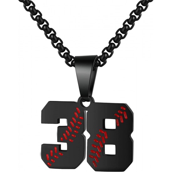 Baseball Number Necklace for Boy Athletes Jersey Number Necklace Stainless Steel Chain Baseball Charm Pendant Personalized Baseball Gift for Men