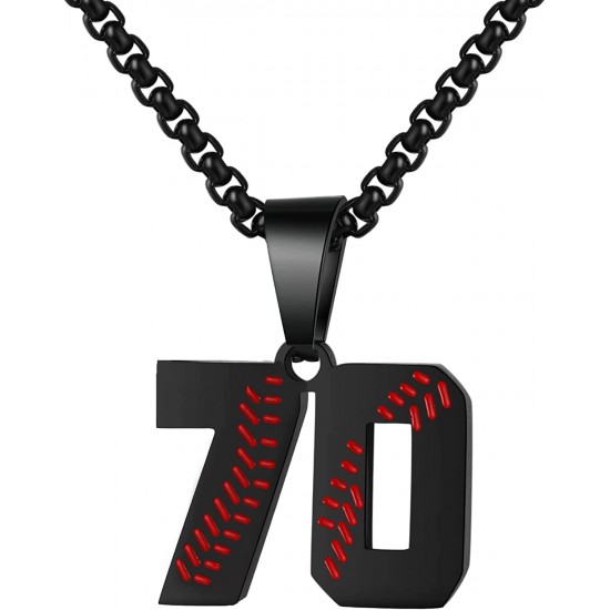 Baseball Number Necklace for Boy Athletes Jersey Number Necklace Stainless Steel Chain Baseball Charm Pendant Personalized Baseball Gift for Men