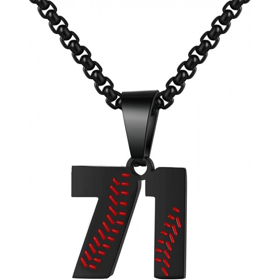 Baseball Number Necklace for Boy Athletes Jersey Number Necklace Stainless Steel Chain Baseball Charm Pendant Personalized Baseball Gift for Men