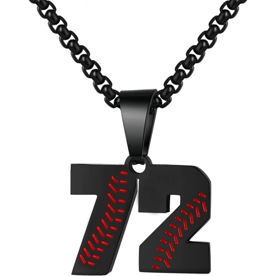 Baseball Number Necklace for Boy Athletes Jersey Number Necklace Stainless Steel Chain Baseball Charm Pendant Personalized Baseball Gift for Men