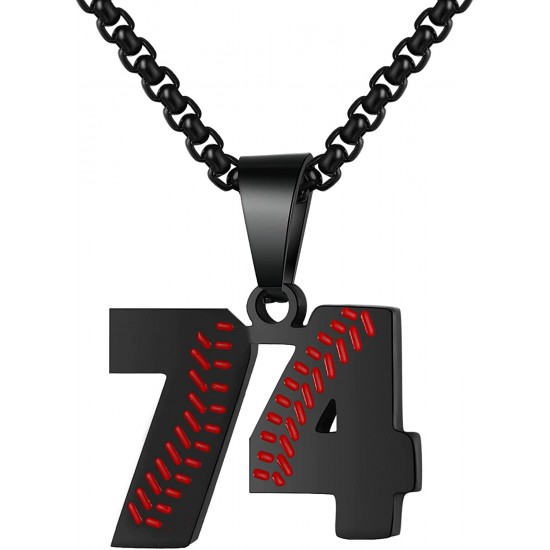 Baseball Number Necklace for Boy Athletes Jersey Number Necklace Stainless Steel Chain Baseball Charm Pendant Personalized Baseball Gift for Men