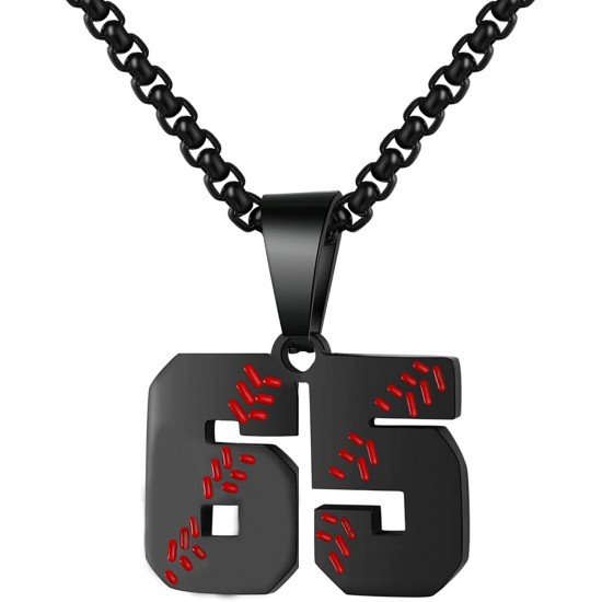 Baseball Number Necklace for Boy Athletes Jersey Number Necklace Stainless Steel Chain Baseball Charm Pendant Personalized Baseball Gift for Men