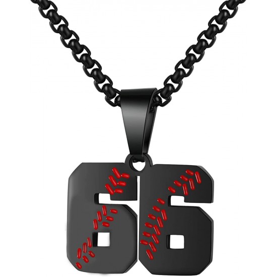 Baseball Number Necklace for Boy Athletes Jersey Number Necklace Stainless Steel Chain Baseball Charm Pendant Personalized Baseball Gift for Men