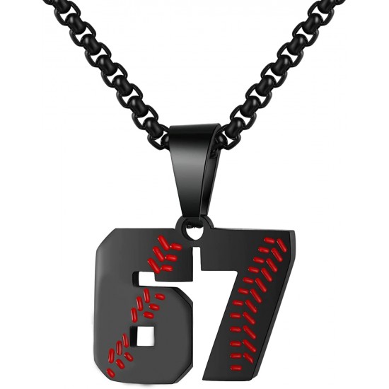 Baseball Number Necklace for Boy Athletes Jersey Number Necklace Stainless Steel Chain Baseball Charm Pendant Personalized Baseball Gift for Men