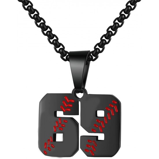 Baseball Number Necklace for Boy Athletes Jersey Number Necklace Stainless Steel Chain Baseball Charm Pendant Personalized Baseball Gift for Men