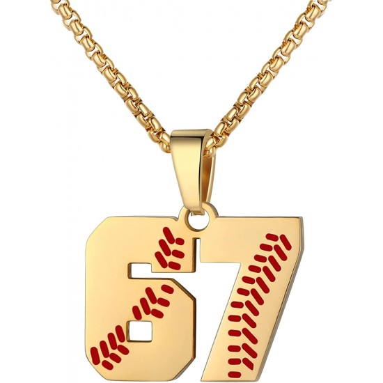 Baseball Number Necklace for Boy Athletes Jersey Number Necklace Stainless Steel Chain Baseball Charm Pendant Personalized Baseball Gift for Men