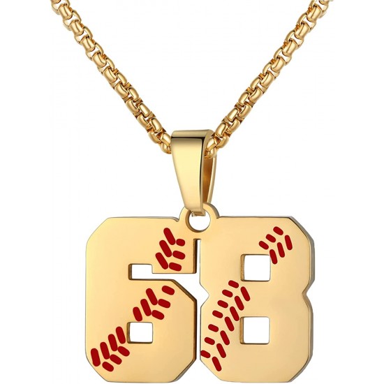 Baseball Number Necklace for Boy Athletes Jersey Number Necklace Stainless Steel Chain Baseball Charm Pendant Personalized Baseball Gift for Men