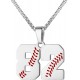 Baseball Number Necklace for Boy Athletes Jersey Number Necklace Stainless Steel Chain Baseball Charm Pendant Personalized Baseball Gift for Men