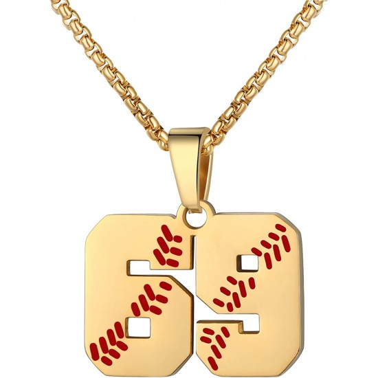 Baseball Number Necklace for Boy Athletes Jersey Number Necklace Stainless Steel Chain Baseball Charm Pendant Personalized Baseball Gift for Men