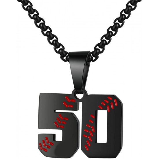 Baseball Number Necklace for Boy Athletes Jersey Number Necklace Stainless Steel Chain Baseball Charm Pendant Personalized Baseball Gift for Men