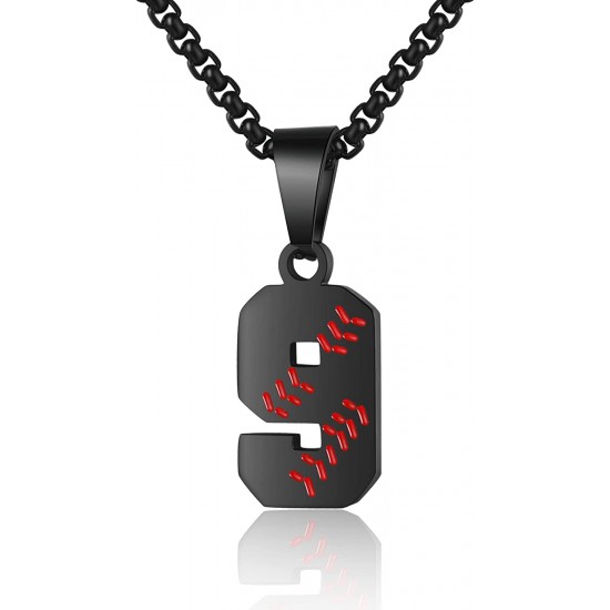 Baseball Number Necklace for Boy Athletes Jersey Number Necklace Stainless Steel Chain Baseball Charm Pendant Personalized Baseball Gift for Men