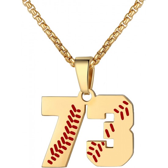 Baseball Number Necklace for Boy Athletes Jersey Number Necklace Stainless Steel Chain Baseball Charm Pendant Personalized Baseball Gift for Men