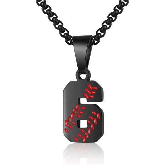 Baseball Number Necklace for Boy Athletes Jersey Number Necklace Stainless Steel Chain Baseball Charm Pendant Personalized Baseball Gift for Men