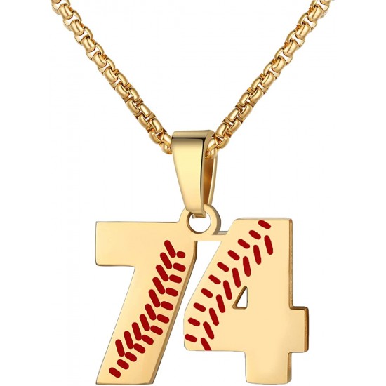 Baseball Number Necklace for Boy Athletes Jersey Number Necklace Stainless Steel Chain Baseball Charm Pendant Personalized Baseball Gift for Men