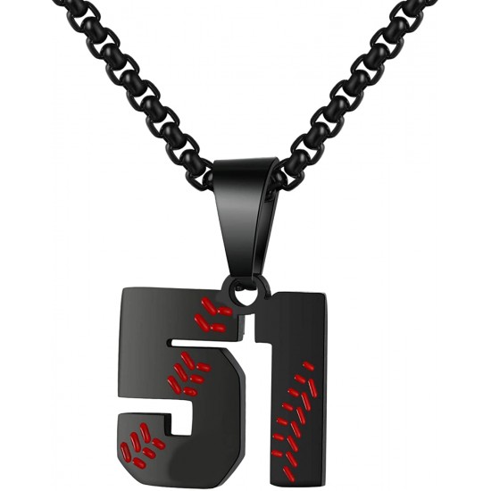 Baseball Number Necklace for Boy Athletes Jersey Number Necklace Stainless Steel Chain Baseball Charm Pendant Personalized Baseball Gift for Men