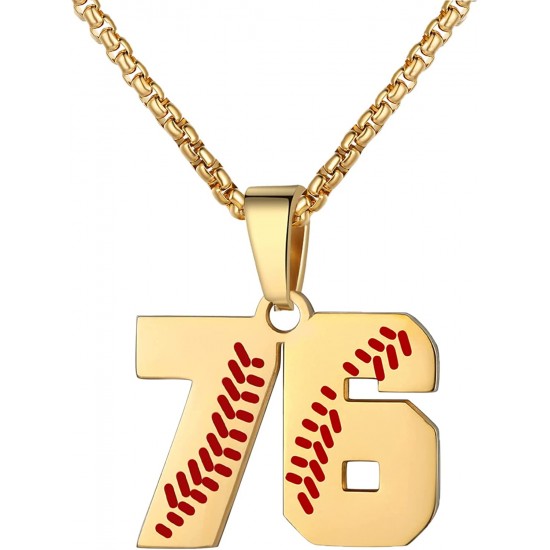 Baseball Number Necklace for Boy Athletes Jersey Number Necklace Stainless Steel Chain Baseball Charm Pendant Personalized Baseball Gift for Men