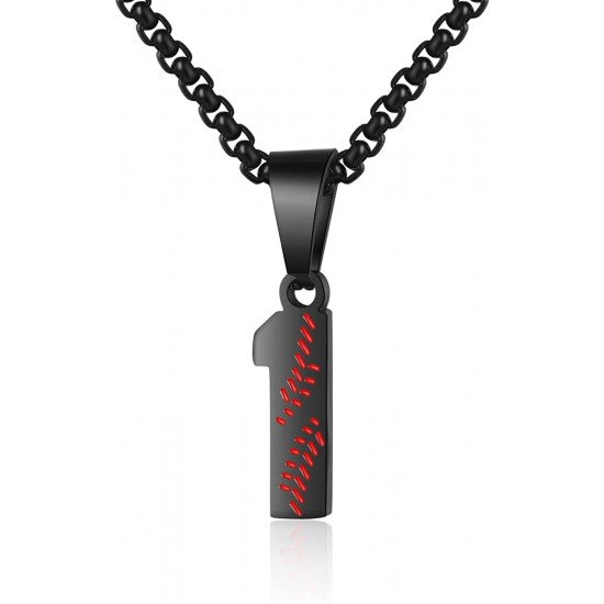 Baseball Number Necklace for Boy Athletes Jersey Number Necklace Stainless Steel Chain Baseball Charm Pendant Personalized Baseball Gift for Men