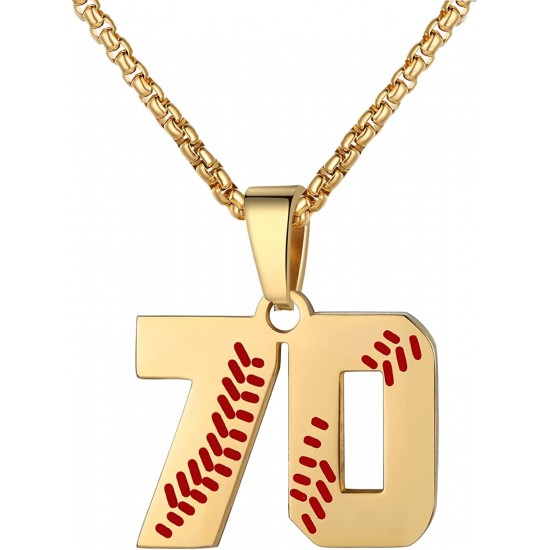 Baseball Number Necklace for Boy Athletes Jersey Number Necklace Stainless Steel Chain Baseball Charm Pendant Personalized Baseball Gift for Men