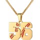 Baseball Number Necklace for Boy Athletes Jersey Number Necklace Stainless Steel Chain Baseball Charm Pendant Personalized Baseball Gift for Men