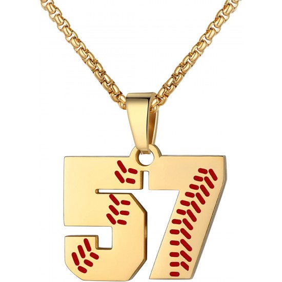 Baseball Number Necklace for Boy Athletes Jersey Number Necklace Stainless Steel Chain Baseball Charm Pendant Personalized Baseball Gift for Men