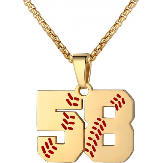 Baseball Number Necklace for Boy Athletes Jersey Number Necklace Stainless Steel Chain Baseball Charm Pendant Personalized Baseball Gift for Men