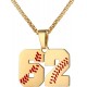 Baseball Number Necklace for Boy Athletes Jersey Number Necklace Stainless Steel Chain Baseball Charm Pendant Personalized Baseball Gift for Men