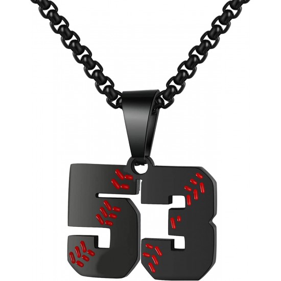 Baseball Number Necklace for Boy Athletes Jersey Number Necklace Stainless Steel Chain Baseball Charm Pendant Personalized Baseball Gift for Men